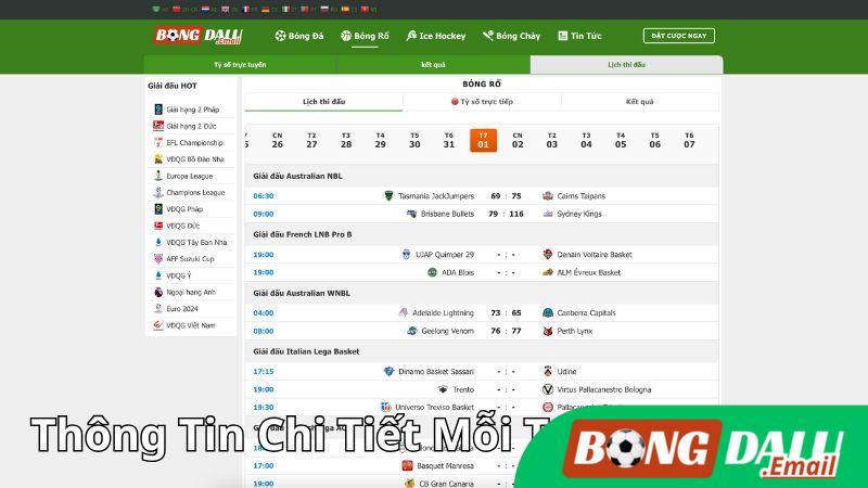 Thông Tin Chi Tiết Mỗi Trận Trong Lịch Thông Tin Chi Tiết Mỗi Trận Trong Lịch